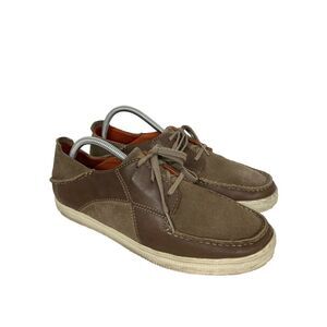 OLUKAI Pahono Shoes Mens Size 9.5 Brown /Orange Sneaker Lace Up 10216-632U